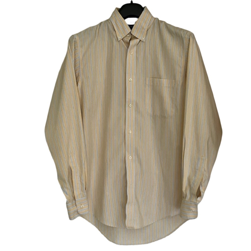 Lands End:15/34  Men's Patterned No Iron Supima® Oxford Dress Shirt
